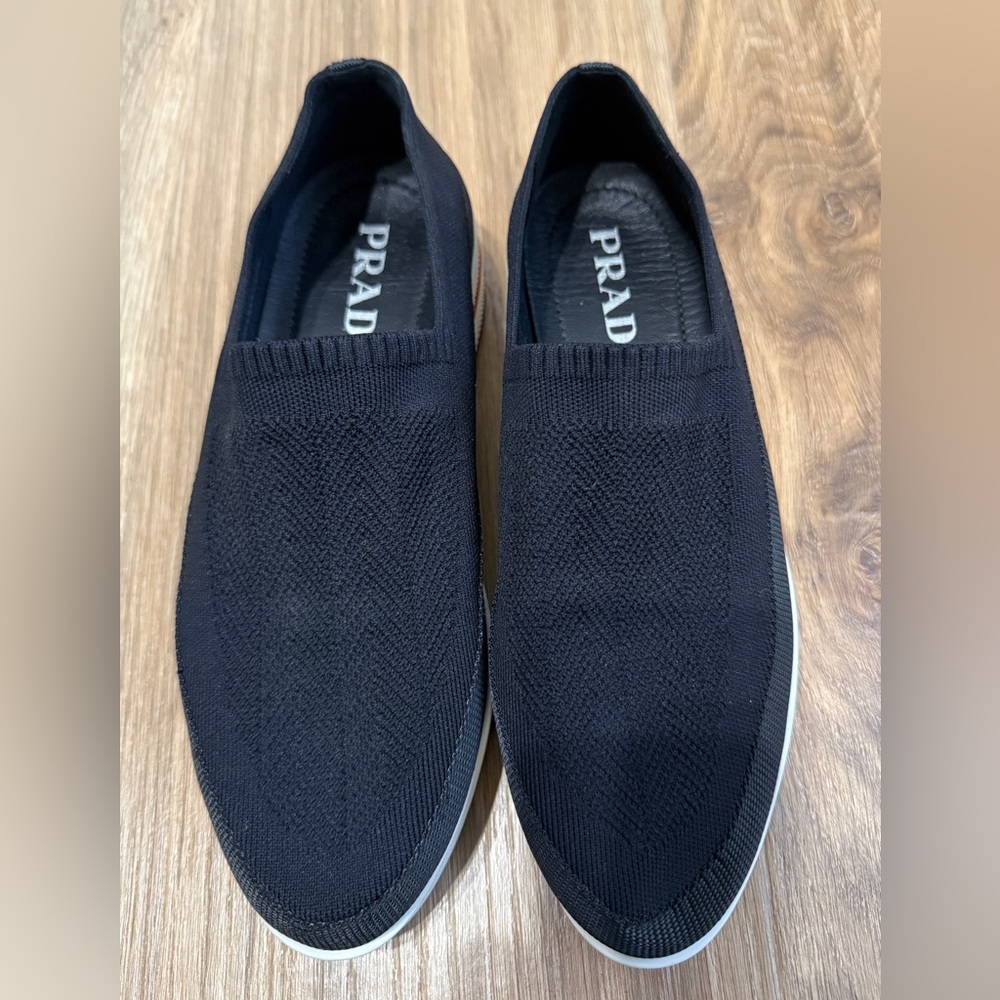 Prada Black Knit Stretch Slip-On Sneakers EU 37.5 / US 7.5 - Picture 5 of 10